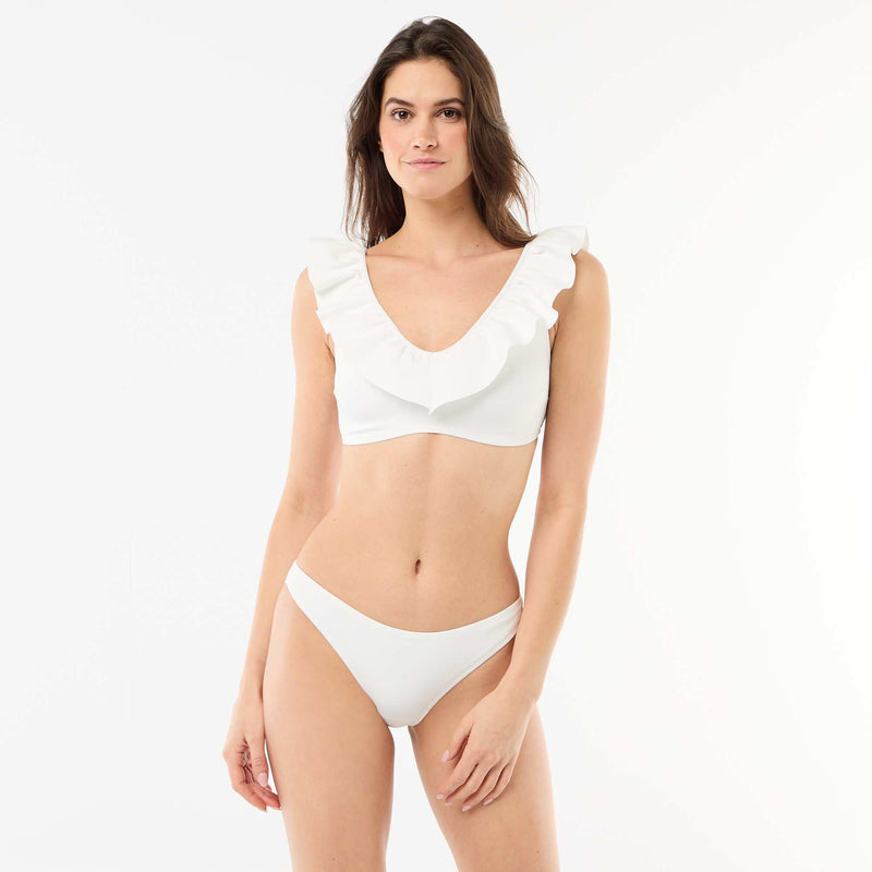 Soutien-gorge de bain volanté en microfibre souple