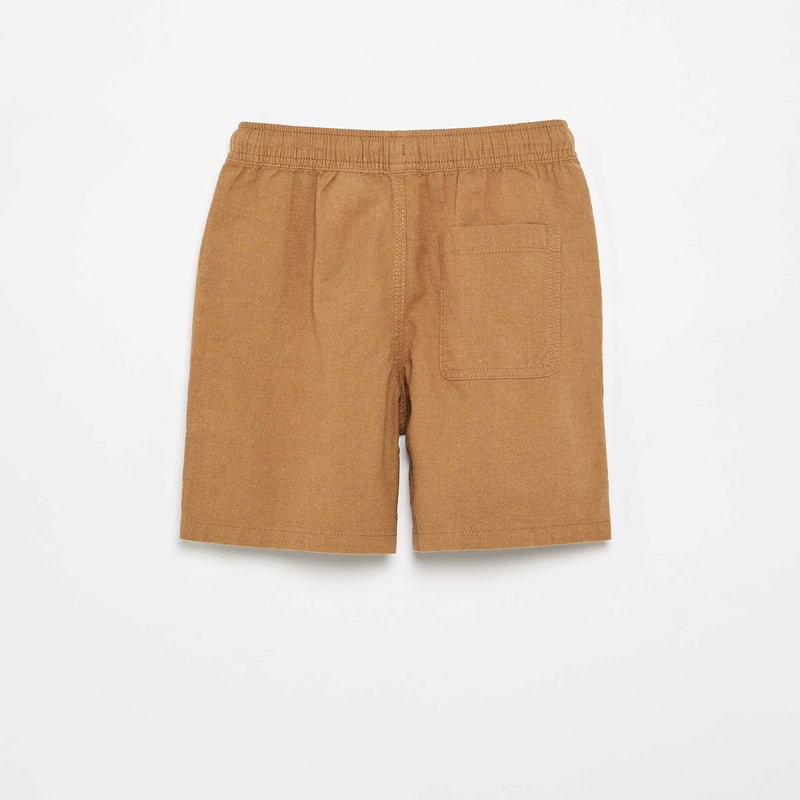 Short rayé léger en lin mélangé