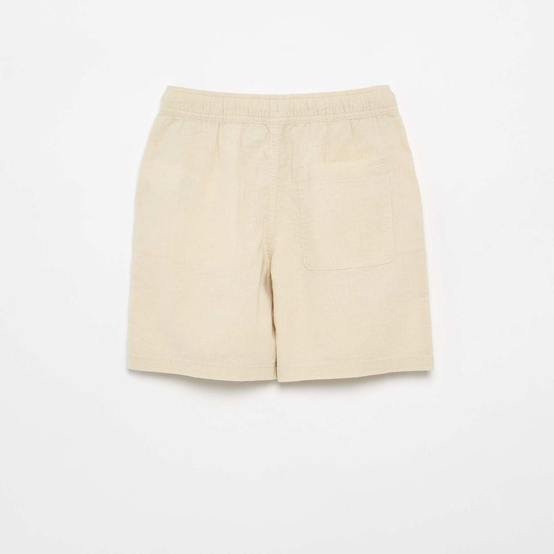 Short rayé léger en lin mélangé