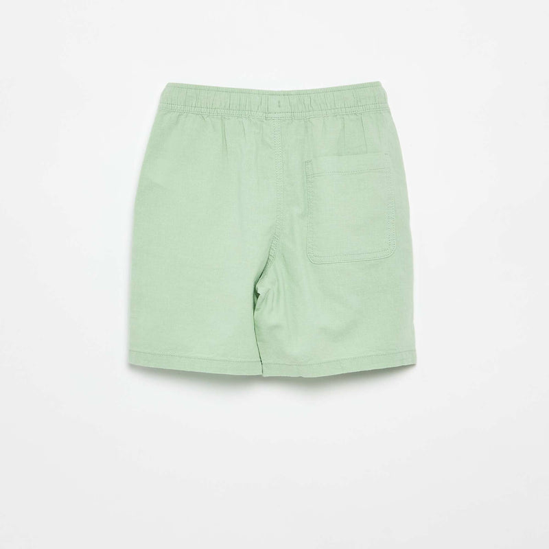 Short rayé léger en lin mélangé