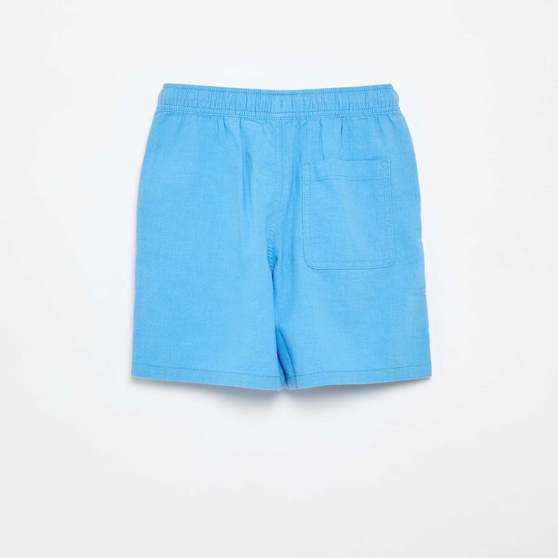 Short rayé léger en lin mélangé