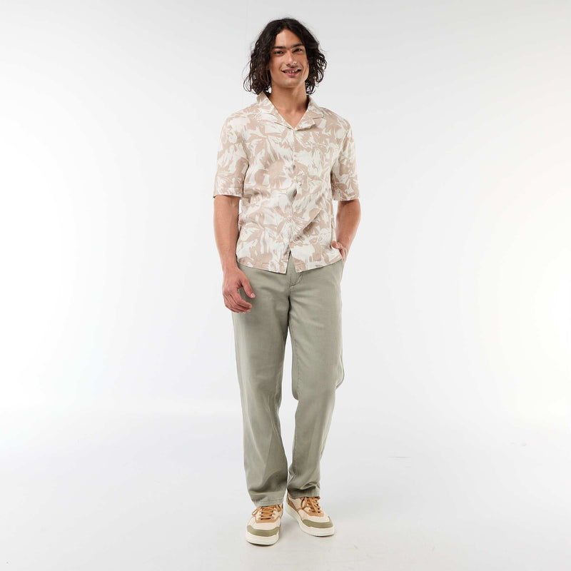 Chemise en lin mélangé à manches courtes