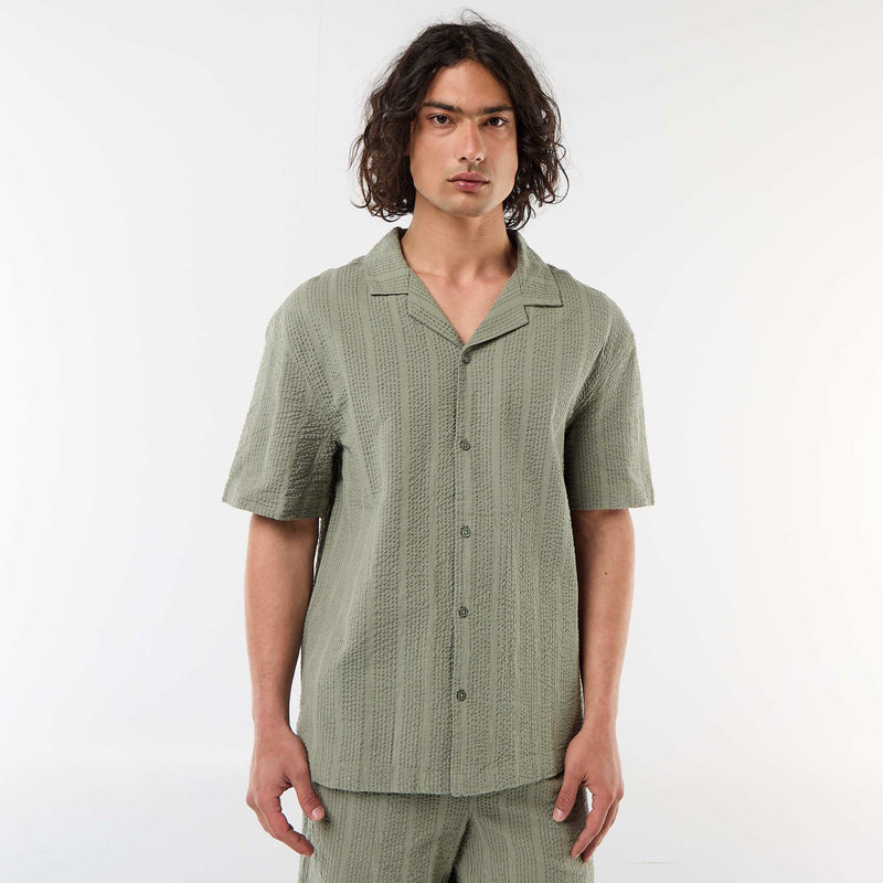 Chemise en maille gaufrée à manches courtes