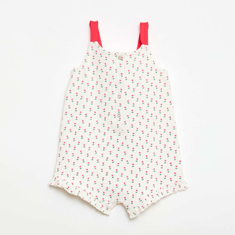 Combishort en matière gaufrée à motif