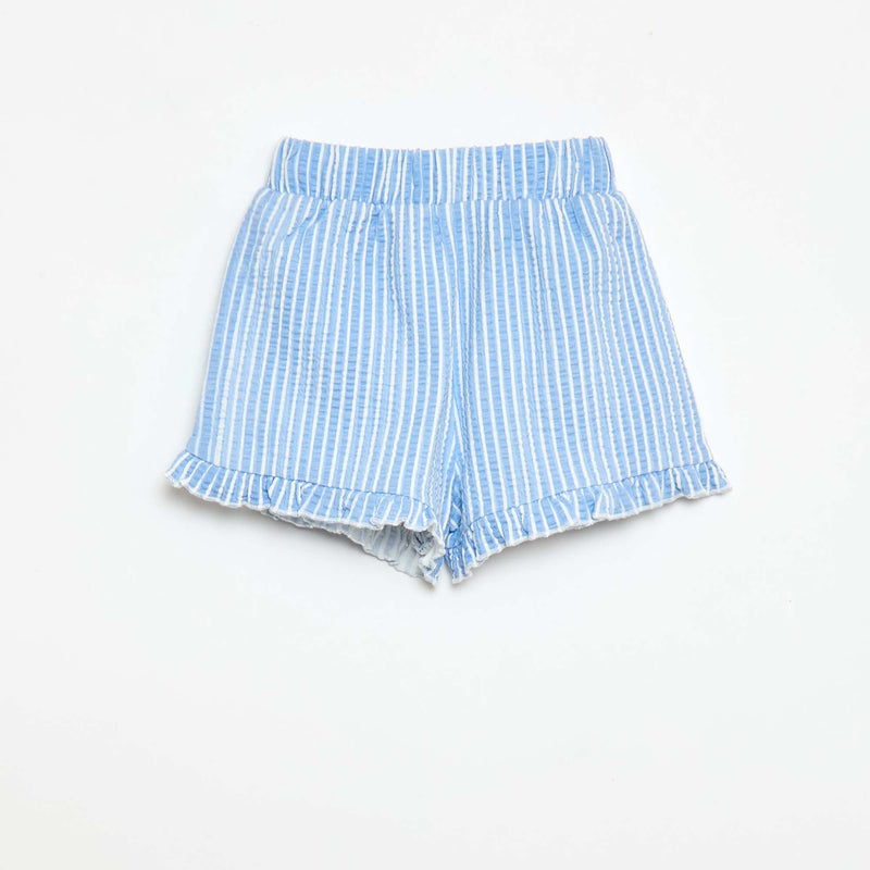 Short en maille gaufrée et volanté