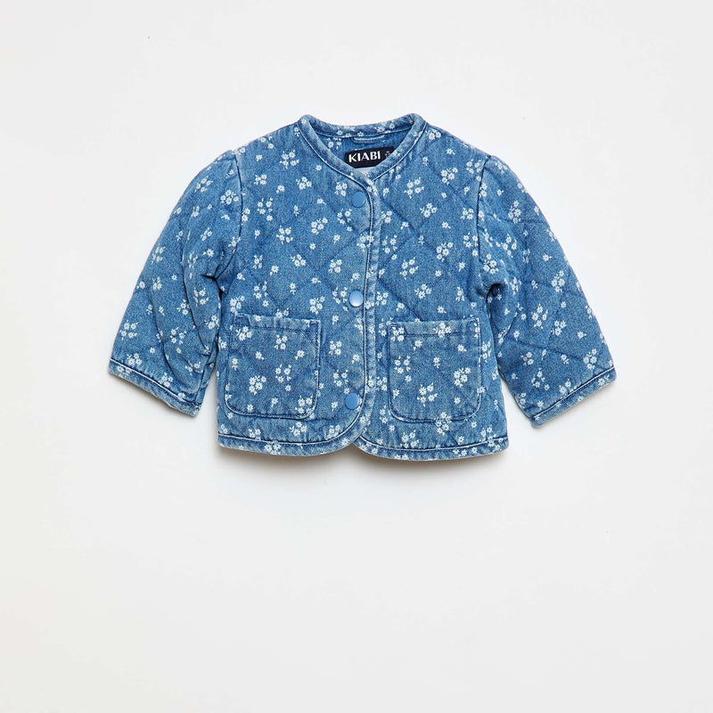 Veste matelassée en denim avec ouverture à pressions