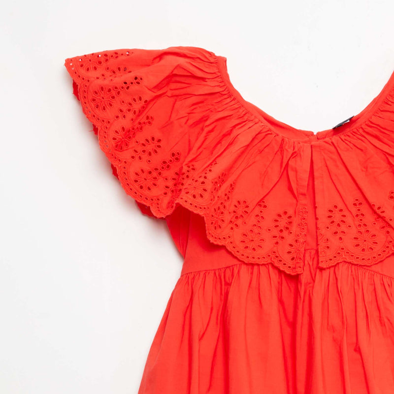 Robe en propoline avec détails broderie anglaise