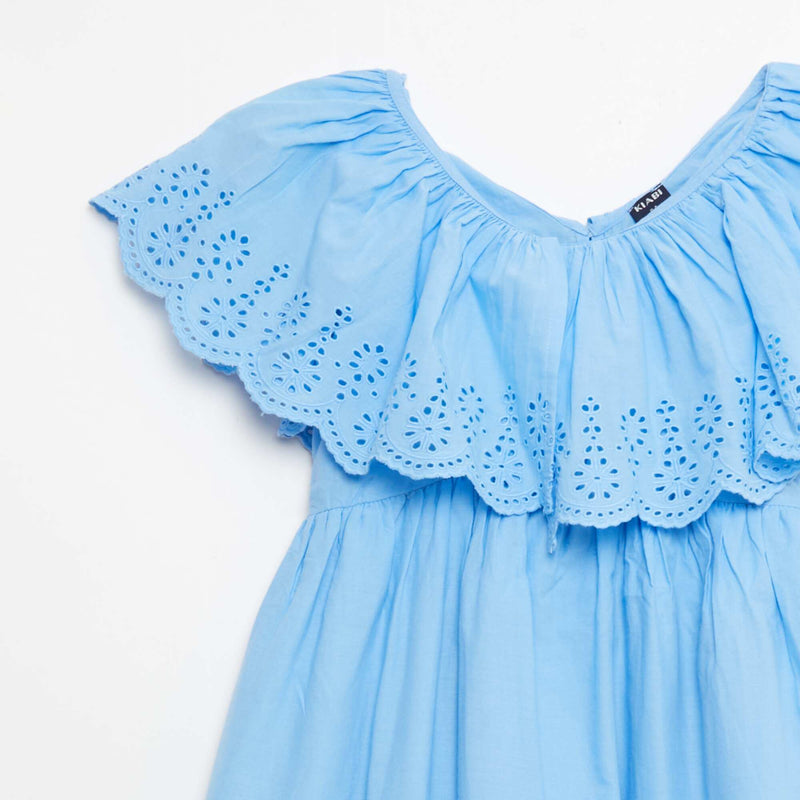 Robe en propoline avec détails broderie anglaise
