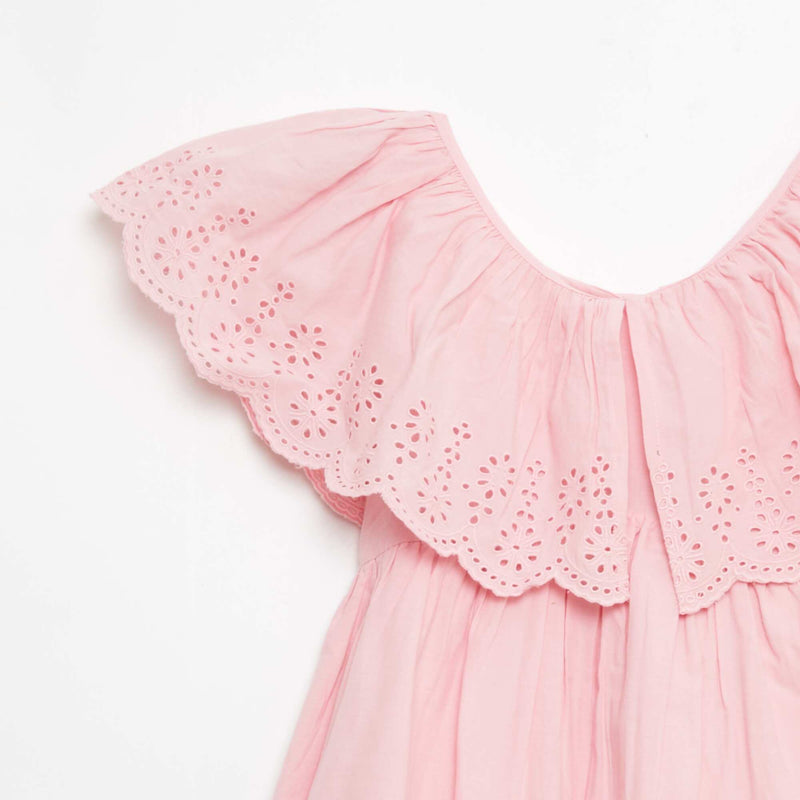 Robe en propoline avec détails broderie anglaise