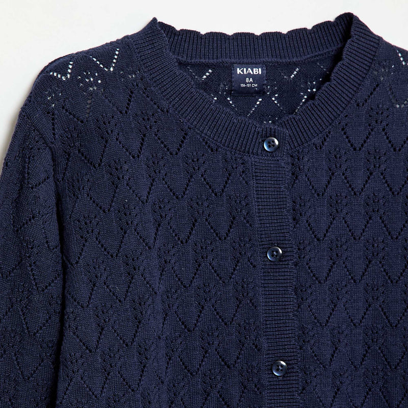 Gilet fantaisie en maille ajourée