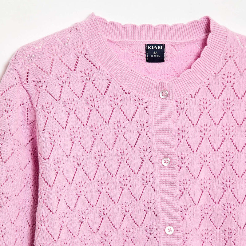 Gilet fantaisie en maille ajourée