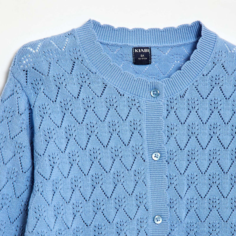 Gilet fantaisie en maille ajourée