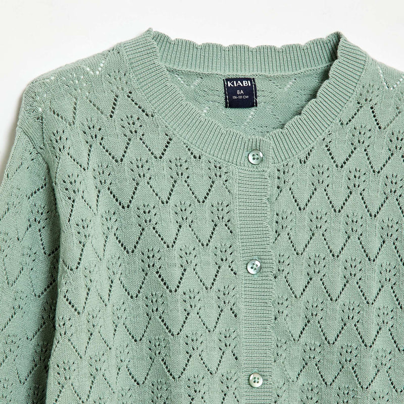 Gilet fantaisie en maille ajourée