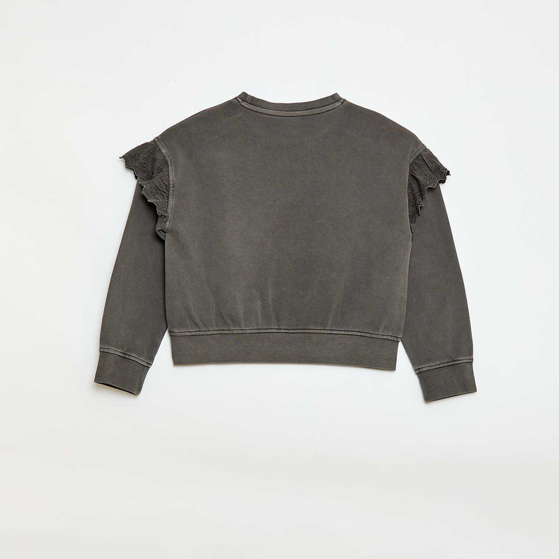 Sweat en molleton avec broderies anglaises