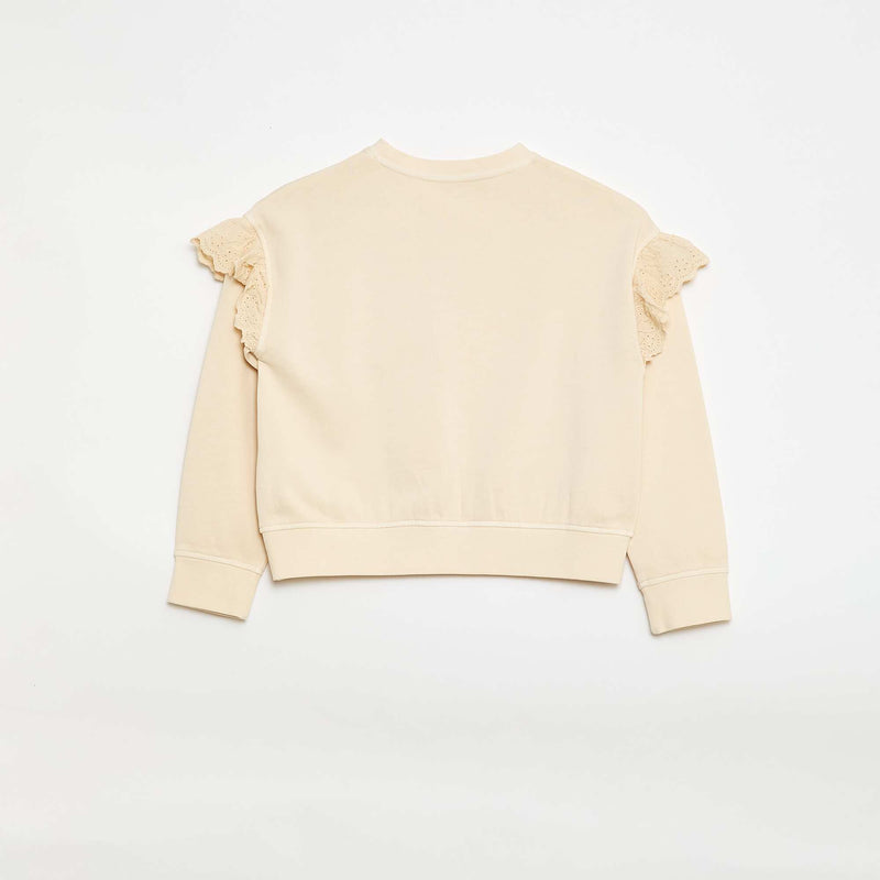 Sweat en molleton avec broderies anglaises