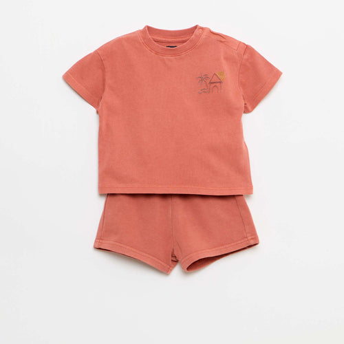Ensemble 2 pièces tee-shirt brodé + short
