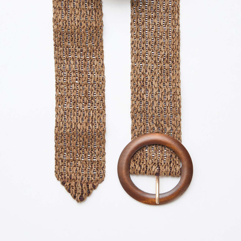 Ceinture tressée avec boucle en bois