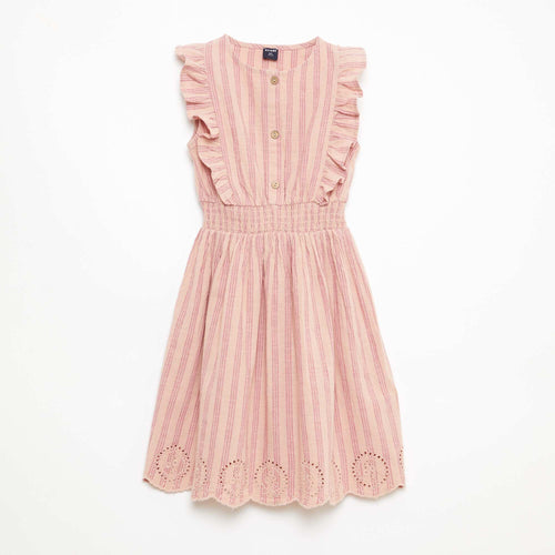 Robe à rayures en lin et coton