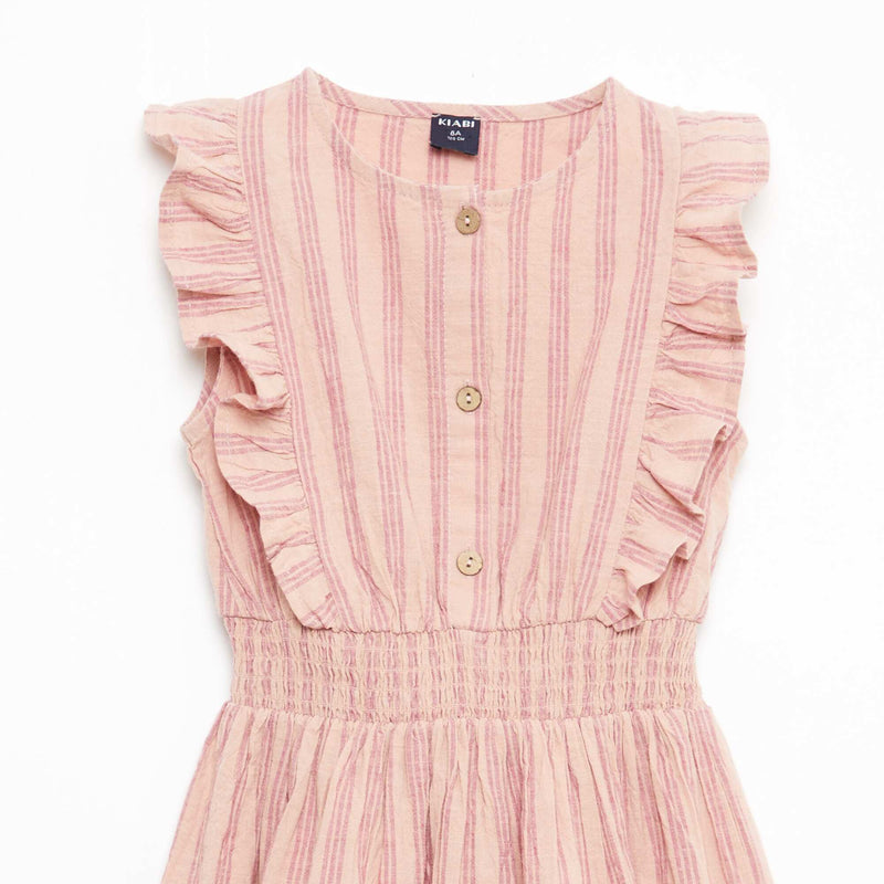 Robe à rayures en lin et coton