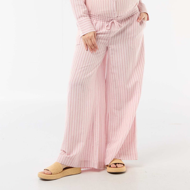 Pantalon large de maternité en lin mélangé