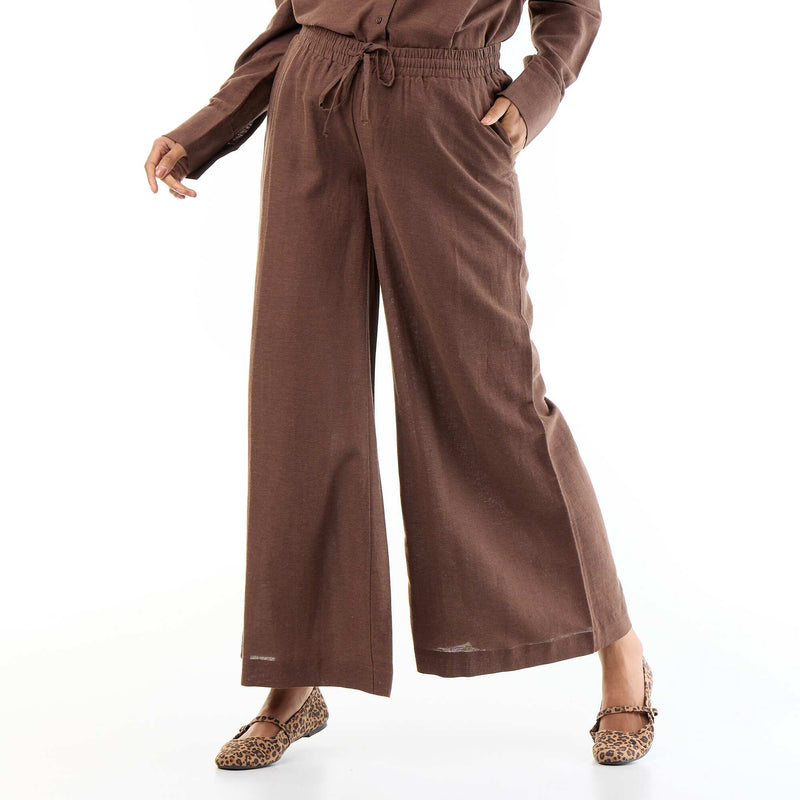 Pantalon large de maternité en lin mélangé