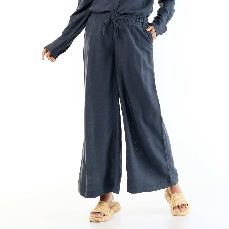 Pantalon large de maternité en lin mélangé