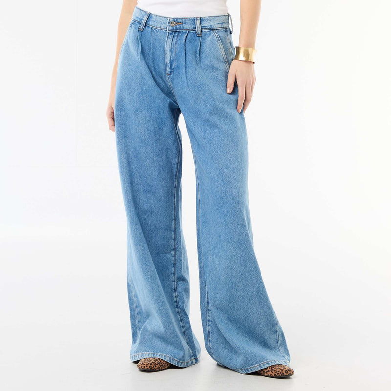 Jean palazzo à coupe large et taille haute