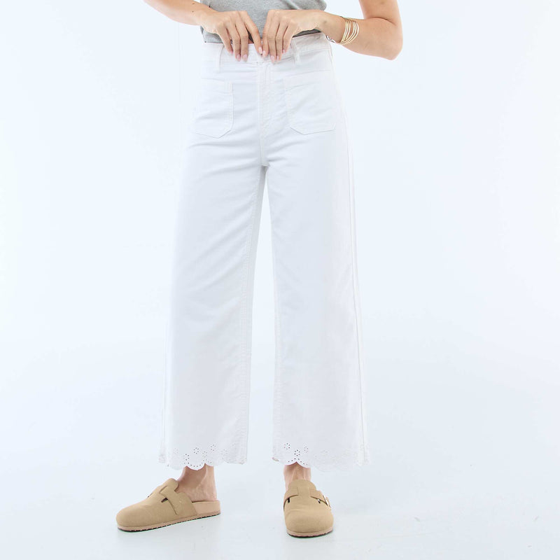 Pantalon wide leg à poches plaquées