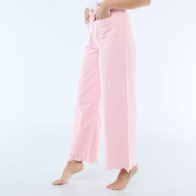 Pantalon wide leg à poches plaquées