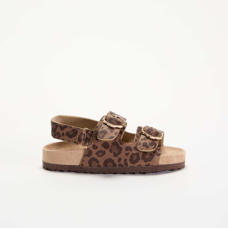 Sandales à double bride avec imprimé 'léopard'
