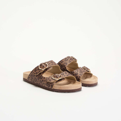 Sandales doubles brides avec motif 'léopard'