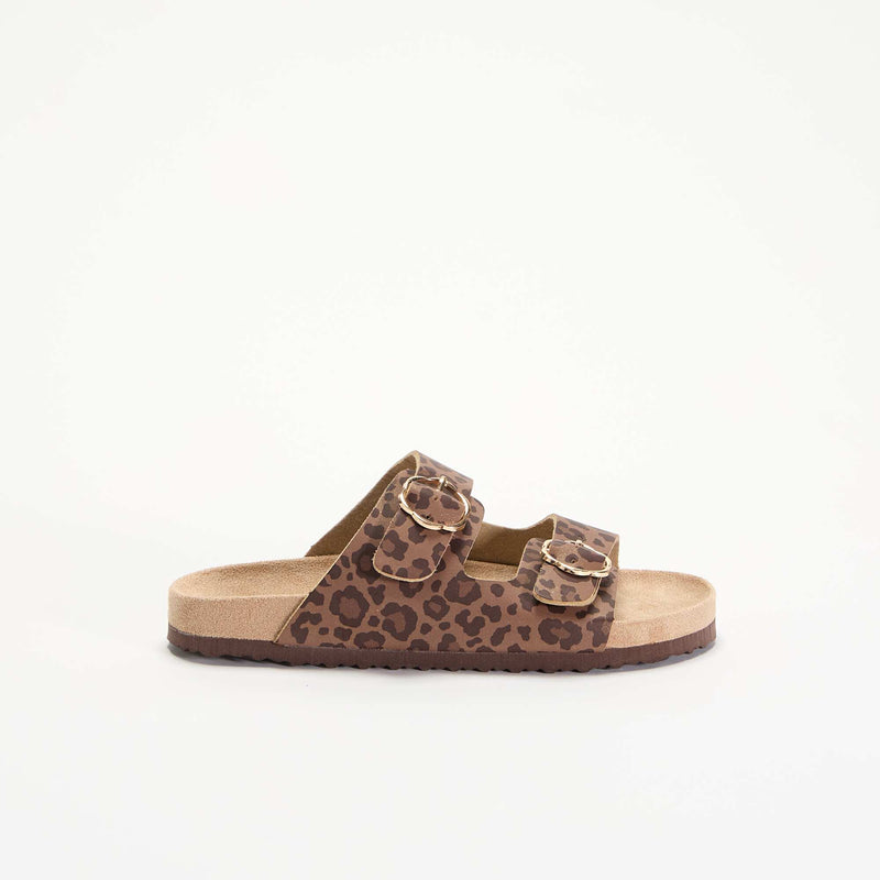 Sandales doubles brides avec motif 'léopard'