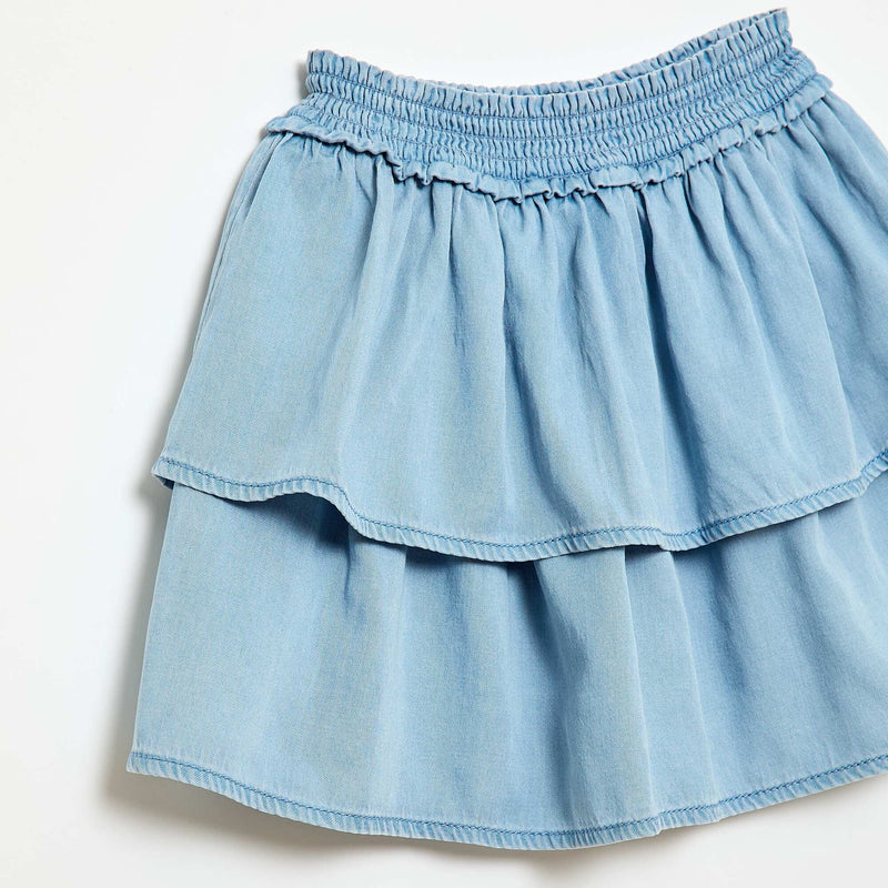 Jupe évasée taille élastiquée en coton