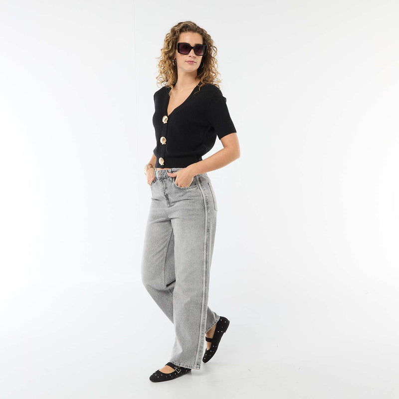 Gilet manches courtes à boutons fantaisies