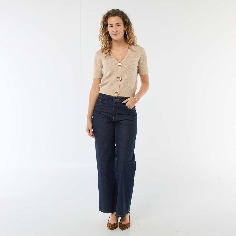 Gilet manches courtes à boutons fantaisies