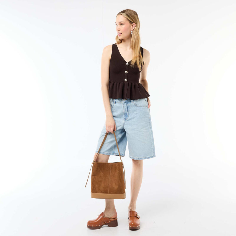 Gilet en maille fine jauge ouverture boutonnée
