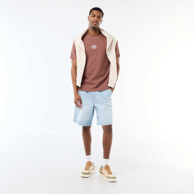 T-shirt en piqué de coton à manches courtes