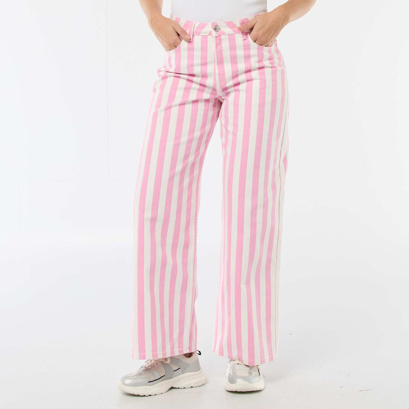 Pantalon wide leg à rayures