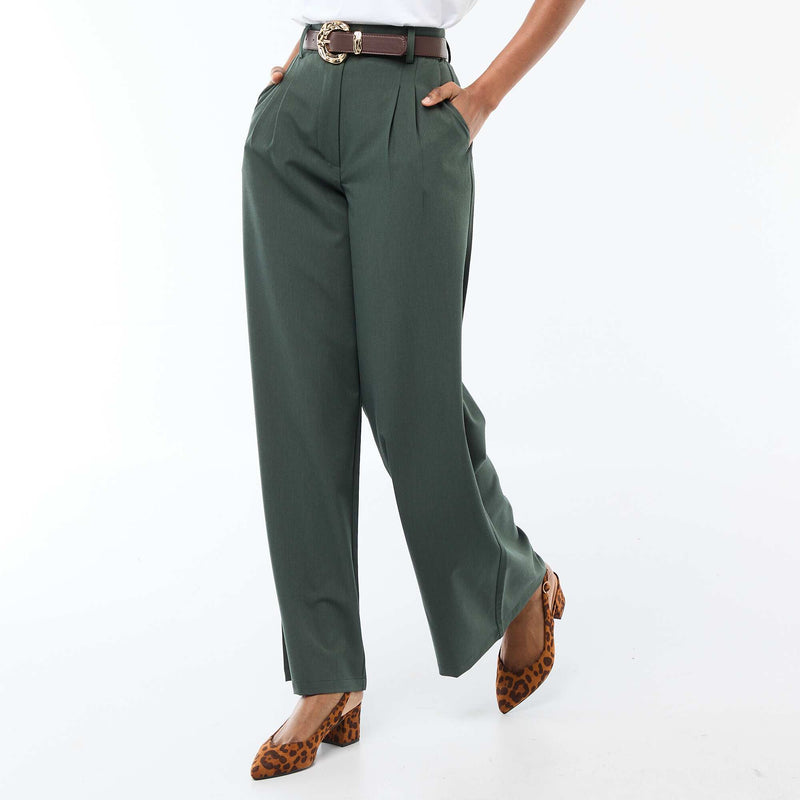 Pantalon city coupe large avec ceinture