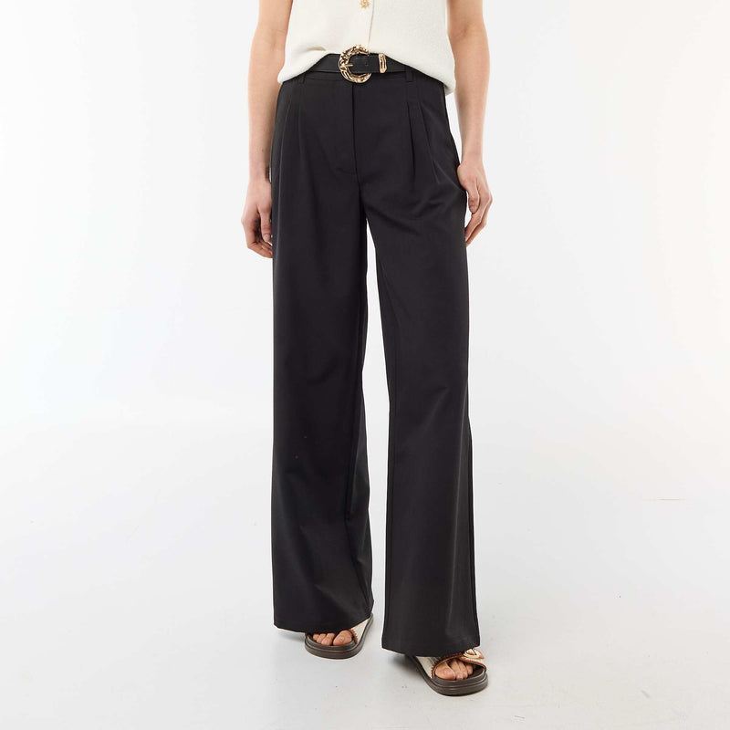 Pantalon city coupe large avec ceinture