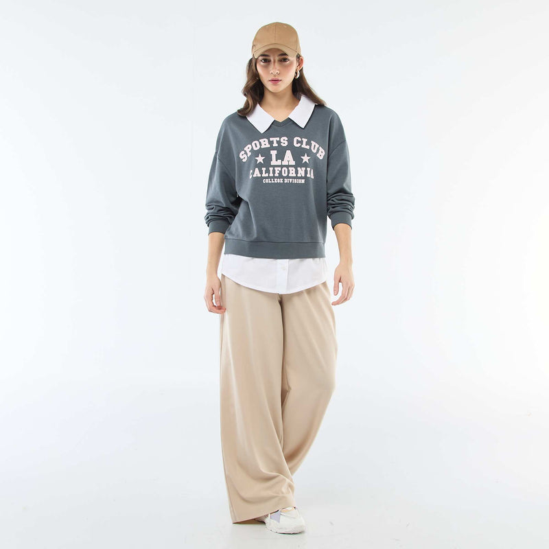 Sweat à col rond esprit 'campus'