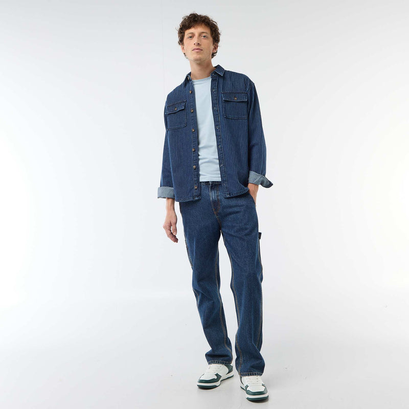 Chemise en jean rayée avec poches plaquées à la poitrine