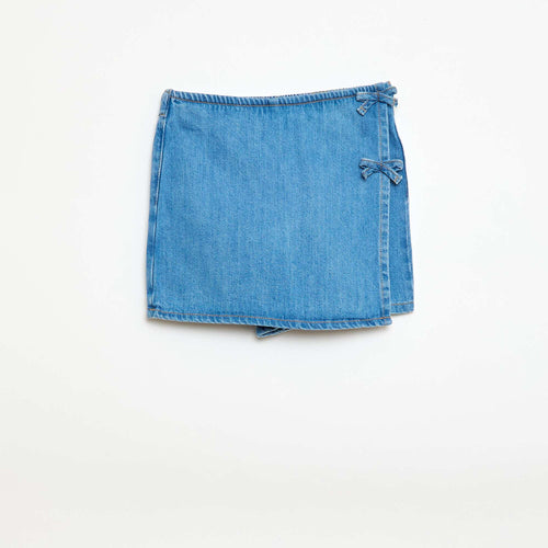 Jupe short courte en jean avec nœuds