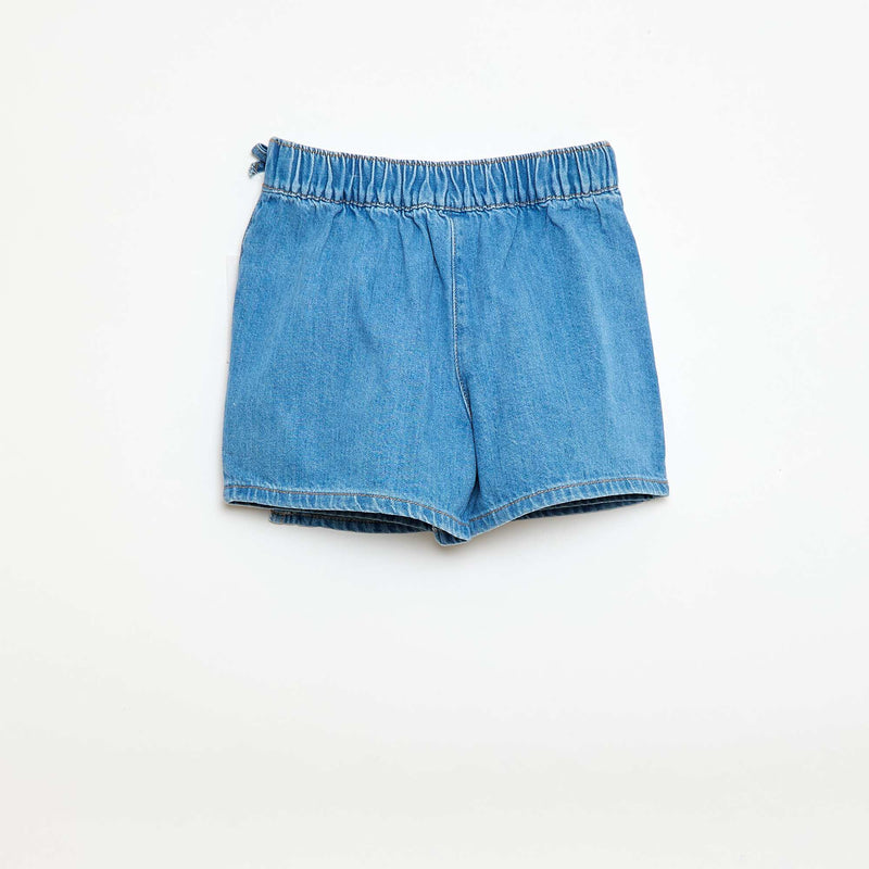 Jupe short courte en jean avec nœuds