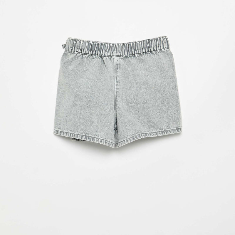 Jupe short courte en jean avec nœuds