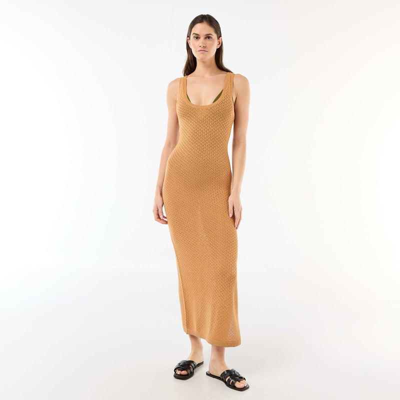 Robe longue de plage en maille crochet