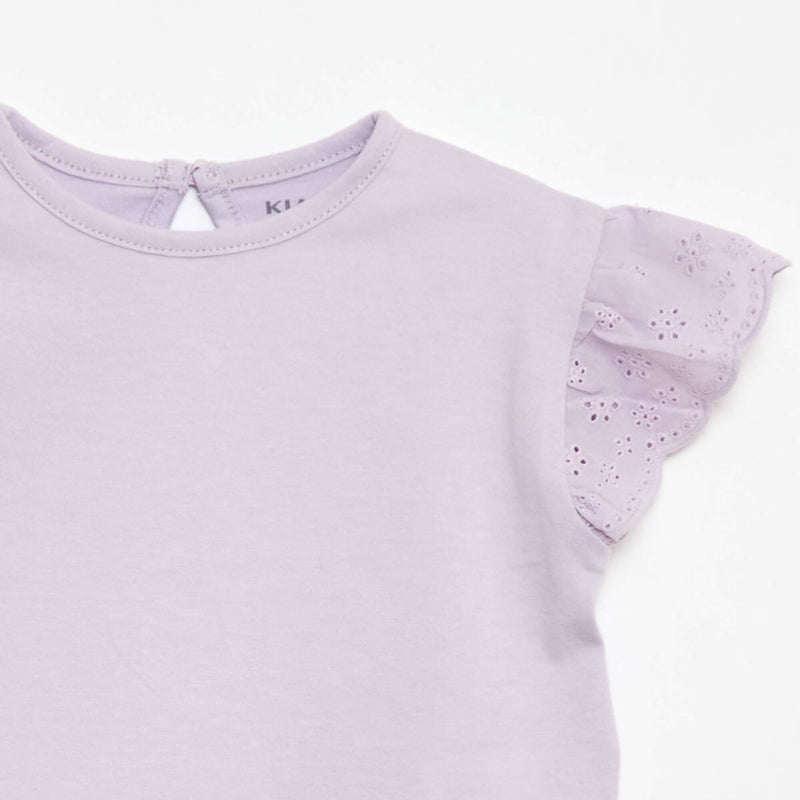 T-shirt broderie anglaise en jersey coton uni