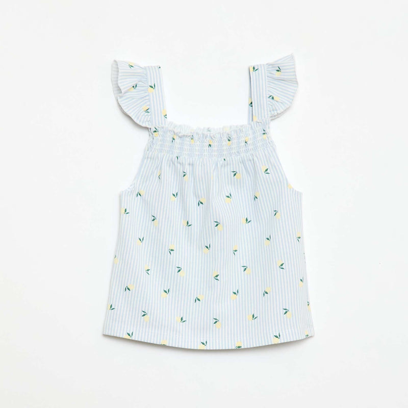 Pyjama court haut volanté + short - 2 pièces