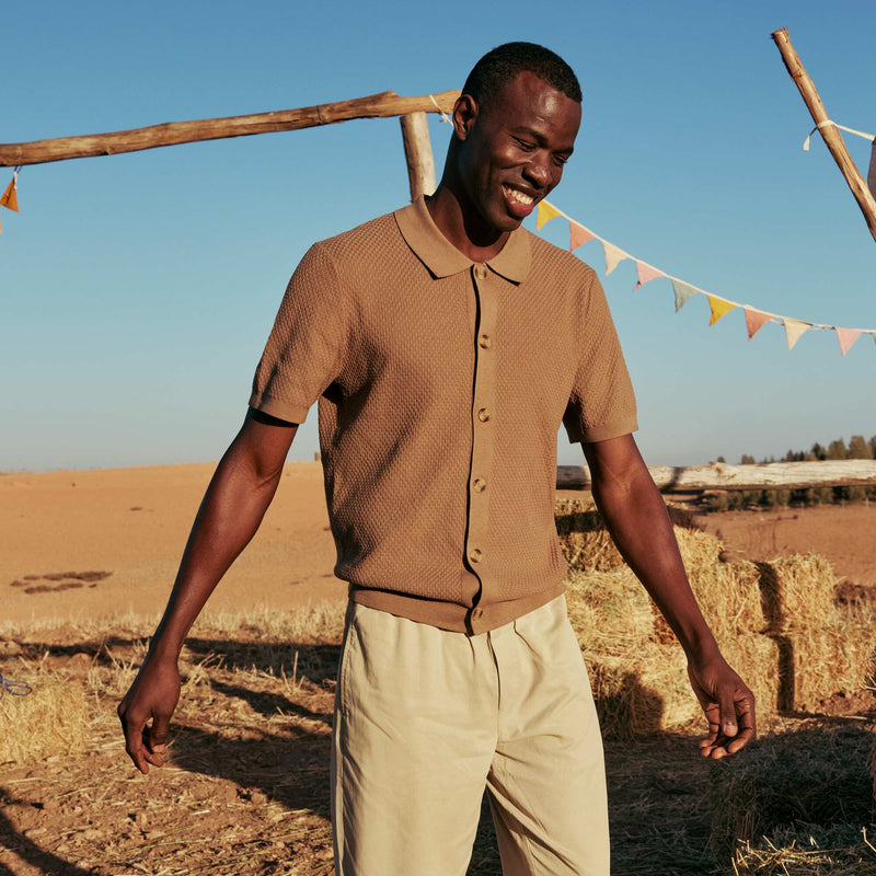 Polo en maille gaufrée