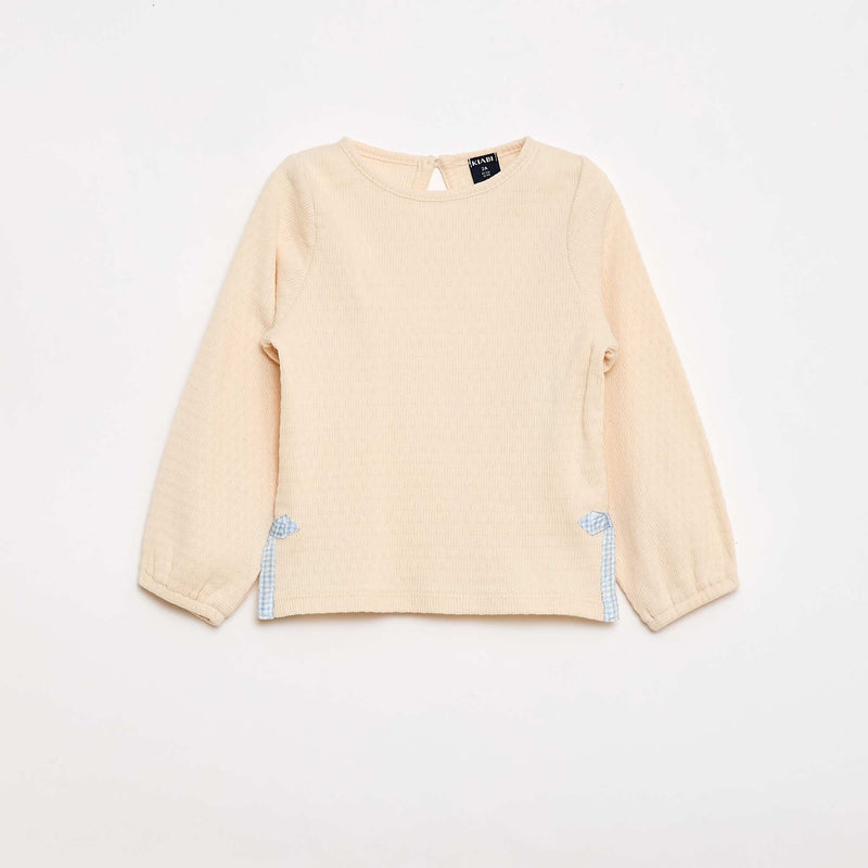T-shirt en maille rib avec nœuds fantaisie